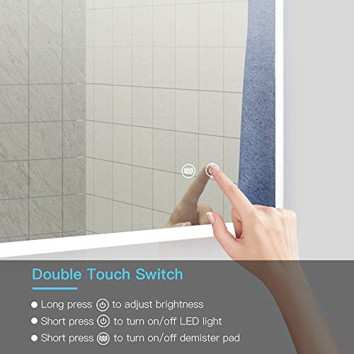 Janboe Bathroom Mirror Wall Mounted Illuminated 500x700mm Bathroom Mirror with Touch Switch + Demister…