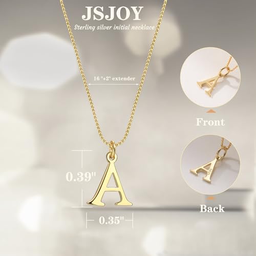 JSJOY 925 Sterling Silver Initial Necklace Gold Necklace for Women Dainty Letter Necklace Silver Choker Necklaces Gifts for Teen Girls Birthday Gifts4