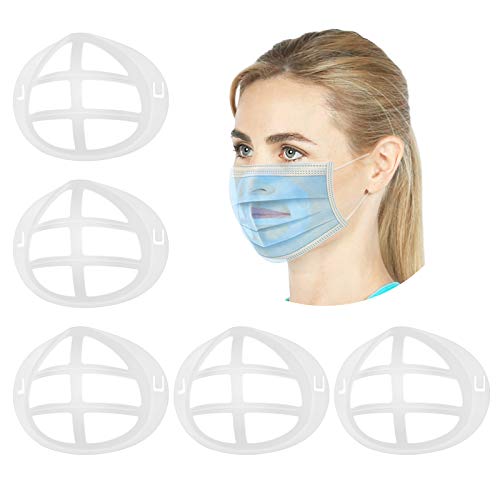 Rhino Valley [5 PZS Soporte 3D Interno de Cubierta Facial, Más Grande [XL] Marco de Nariz Transpirable Funda Reutilizable Mantenimiento de Secado Respiración Lápiz Labial, Cristal Claro