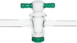 Chemglass CG-428-01 Series CG-428 Straight Bore 1-Arm Larger with PTFE Plug Stopcock, 2 mm Bore, 11/25 Plug Size, 8 mm & 10 mm OD Sidearms