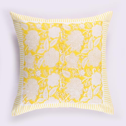 Image of Ravaiyaa - Attitude is everything Cotton Hand Block Printed Soft Cushion Cover Pillow Case 16 inch Square Cushion Sham Set of 2 Piece