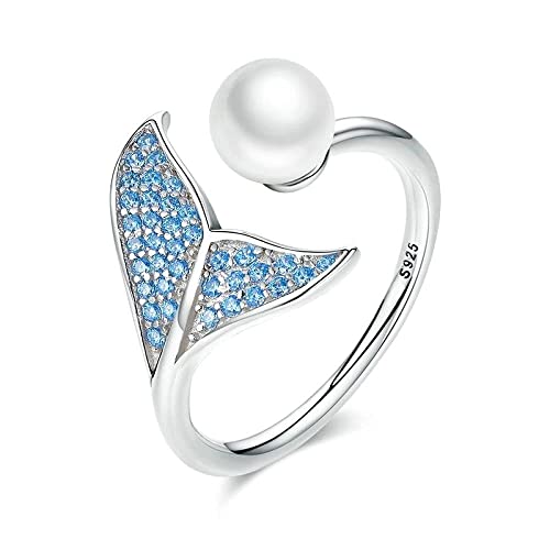 Bague ajustable zircon bleu sirène, bijou de fête idéal pour un anniversaire