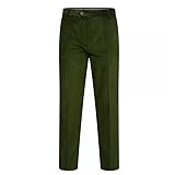 Classic Men’s Corduroy Pants – Durable Cotton Cord Flat Front Trousers – Timeless Smart Casual or Office Wear – Sizes 30–50, Olive 36W/29L
