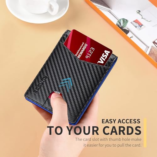Image of RUNBOX Wallet for Men Slim Leather Bifold RFID Blocking Minimalist Front Pocket Design with Gift Box | Minimalist Front Pocket Design, Holds 8 Cards, RFID Protection, Gifts for Men on Birthdays, Father's Day, and Christmas