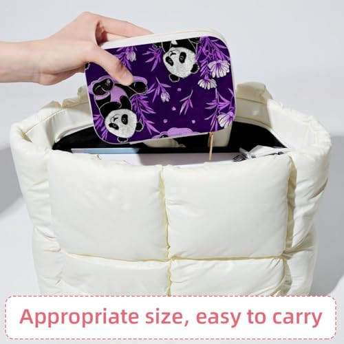 Boîte à bijoux panda mignon sur violet grand format avec compartiments bagues - 7