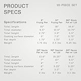 Made In Cookware - 10 Piece Stainless Steel Pot and Pan Set - 5 Ply Clad - Includes Stainless Steel Frying Pans, Saucepans, Saucier and Stock Pot W/Lid - Professional Cookware - Made in Italy - Image 6