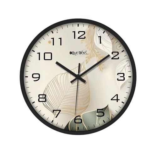 Image of Olive Tree Wall Clock 12 inch Decorative Plastic Wall Clock TIK-TIK Movement Classic Battery Operated Round Easy to Read for Room /Home /Kitchen /Bedroom /Office /School - 9055