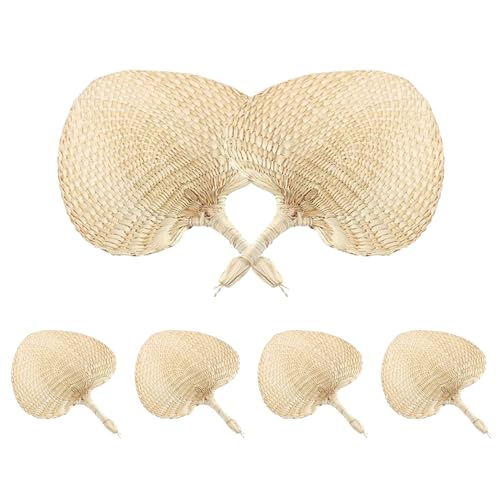 Fan De La Mano De Rafia Natural, Fan De Rafia Hand | Palma Hojas De Mano A Granel Manual, Suministros De Enfriamiento De Tela De Estilo Chino 6 Piezas De Hojas De Palma Natural Manual