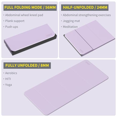 Foldable Extra Large Yoga Mat 74"×31.5", 8mm Double-Sided Non Slip Lightweight Fitness Mat for Adults & Kids, Portable for Home Studio & Travel by ididi - Used condition - Image 5