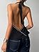 MakeMeChic Women's Halter Tops Deep V Cowl Neck Backless Rivet Summer Going Out Tank Top Black Small
