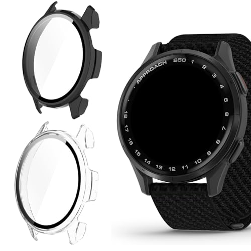 Verre trempé Garmin Approach S50 et coque PC rigide anti-rayures pour montre de golf connectée