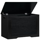 usikey 29.5” Storage Chest, Toy Box with Safety Hinge & Gel Bumpers, Toy Chest, Lift Top Storage Trunk, Supports 220 lb, for Living Room, Bedroom, Entryway, Black