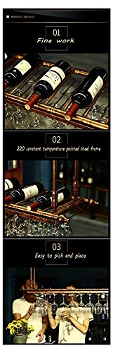 Casier à vin mural noir et bronze avec support de verre suspendu réglable - 7