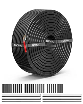 NAOEVO 12 Gauge Wire 2 Conductor Electrical Wire, 12 AWG Stranded PVC Cord, 12V Low Voltage/Tinned Copper/Flexible Cable for Automotive Wiring, Lamp Cord, Marine Cable (30FT)