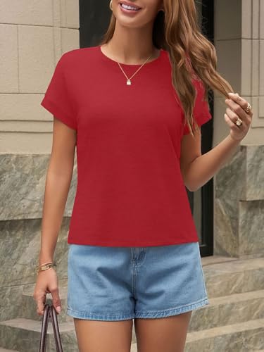 Image of UNCLECAT Womens Crop Tops Loose Fit Cap Short Sleeve Summer Tee
