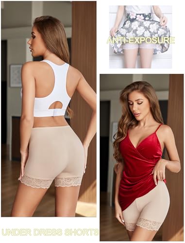 Image of Avidlove Women's Under Shorts for Dresses Seamless Anti Chafe Underwear Smooth Boyshorts Lace Slip Shorts for Women