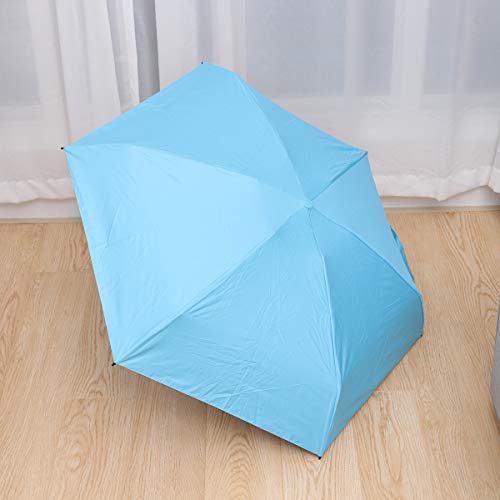 LIOOBO Mini Guarda-sol à prova de vento dobrável com linda capa de cápsula anti-UV – (Azul céu)
