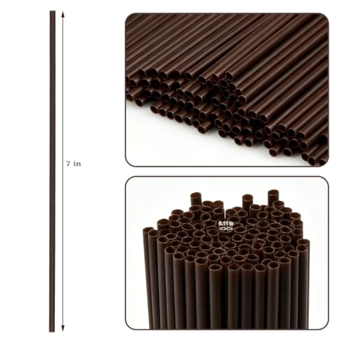 100 pitillos desechables marrones flexibles de plástico 7 pulg miniatura 2