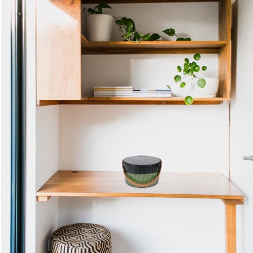 Pequeña papelera de baño con tapa y diseño compacto verde miniatura 5