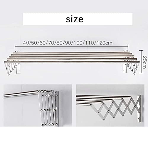 SnamicE Clothes Airer Wall Mounted Clothes Drying Rack Folding Airer Capacity Towel Rail Stainless Steel Space Saver Huge Capacity 5 Rods Dryer,90cm/35.4in - Image 3