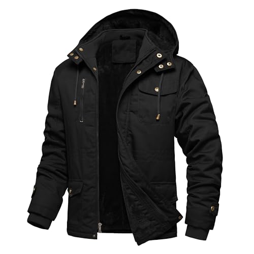 Men's Thick Winter Jackets Fleece Lined Thick Jackets Hood Work