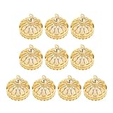 VILLCASE 10 Cuentas Colgantes Huecas de Cobre Dorado para Hacer Joyas Diy, Diseño de Tiara y Orificios Grandes para Collares y Pulseras