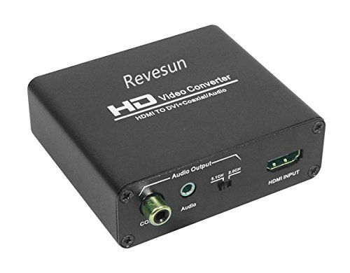 HDMI a DVI Revesun con un conversor de vídeo que convierte la señal de señal digital HDMI a DVI-D digital de alta definición y audio analógico
