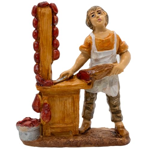 VILLAGE GIFT IMPORTERS Nativity Villager Making Sausages | Bethlehem Character for Christmas Creche Scene | 4