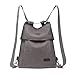 KONO Damen Canvas Rucksack Schultertasche Handtasche Vintage Multifunktional Casual Daypack 3 in 1 Reise Tagesrucksack (Grey)