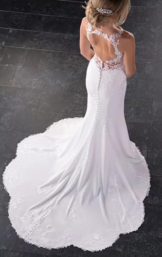 Beach Wedding Dresses for Bride Lace Appliques Tulle Luxury Bride Dress Backless LW014