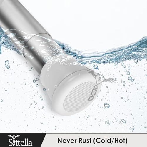 Image of SITTELLA Extendable Shower Curtain Tension Rod (155cm to 290cm) Non-Drilling Anti-Skid Spring Pull Rod - Stainless Steel, Silver-White Finish