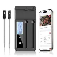 Smart Wireless Meat Thermometer with Dual Probes, Bluetooth & WiFi Combo, Remote Monitoring & Smart Alerts for BBQ, Grill, Smoker, Oven, Air Fryer