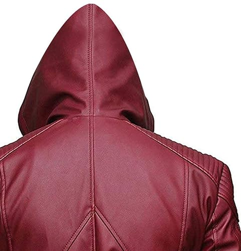 VearFit Stephen Amell Green Arrow Roy Harper Mens Black Faux Leather Jacket SuperHero4