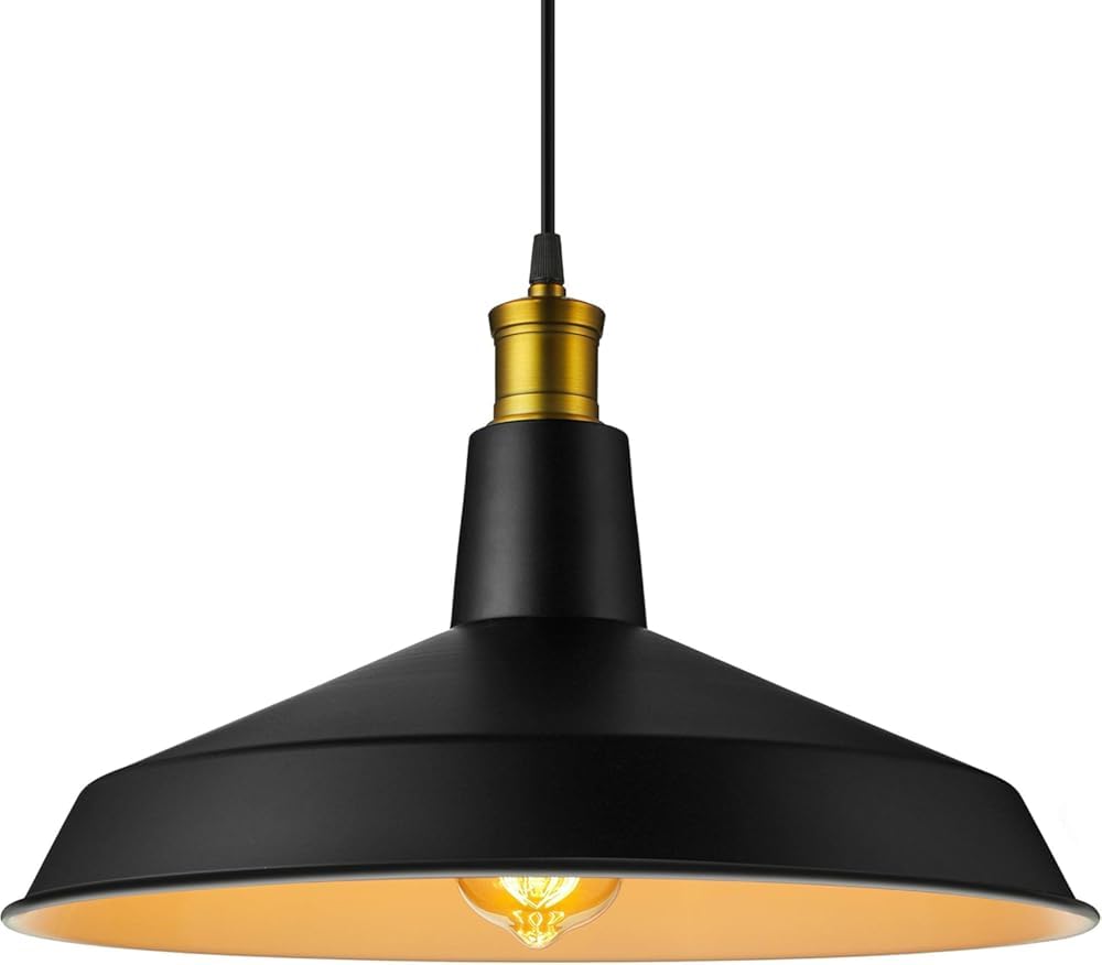 Plafonnier industriel noir lustre vintage suspension cuisine salle à manger