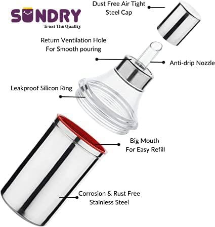 Image of SUNDRY Omega-Pro Stainless Steel Oil Dispenser 1000 ML /Pack Of 2