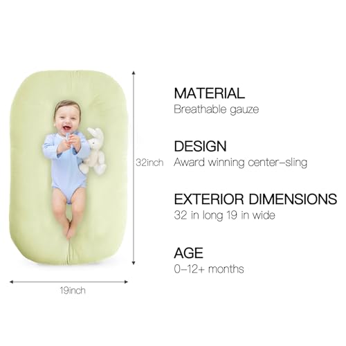 Image of Infant Support Cushion - Baby Support Cushion for Newborn, 0-24 Months, Portable Tummy Time Mat for Home and Travel, Soft Cotton, Supervised Use, Baby Essentials Gift, (1 Lounger + 1 Cover)