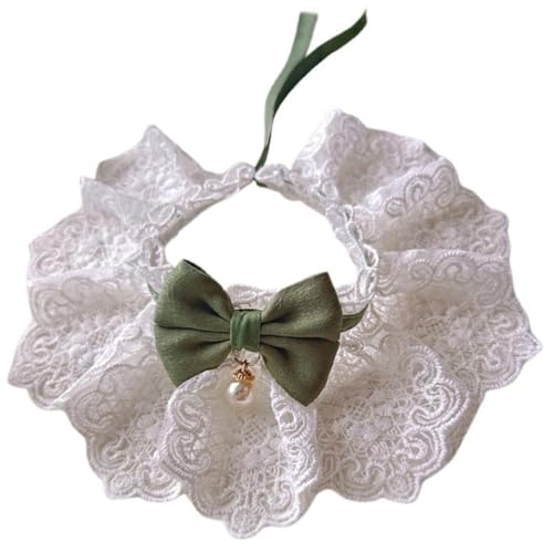 Baokuan Collare per Cani E Gatti con Fiocco a Campana, Bavaglino in Pizzo, Sciarpe Carine, Collana, Tracolla per Costumi per Animali Domestici