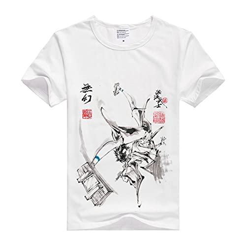 GRHOSE Samurai Champloo Shirt Mugen Shirt Fashion Tees Short Sleeve Modal Shirt Anime Shirts Summer Anime T-Shirt Athletic Shirt Modal Tee Shirt Top (White,S)