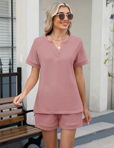 Image of LOMON Womens Two Piece Sets Summer Lounge Sets Sweatsuit Shorts Set Casual Matching Sets