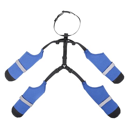 Bottes de Protection pour Chien – Chaussons à Pattes Bleues, Chaussures imperméables antidérapantes pour Animaux de Compagnie, connecteur de Harnais élastique, Ajustement réglable | Matériau léger et