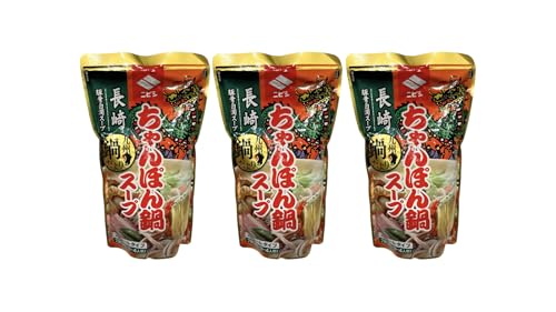 ニビシ醤油 長崎ちゃんぽん鍋 720ml×3袋入 調味料 鍋スープ 鍋つゆ だし 豚骨白濁スープ ストレートタイプ 720ml (3?4人前)