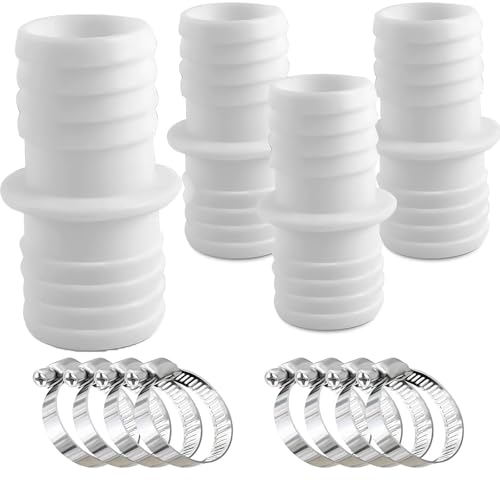 4 Pcs Raccord Tuyau Piscine 38mm, Adaptateurs de Tuyau 38 a 38, Adaptateur Tuyau Arrosage, 8 Pcs serrage universels en acier Inoxydable, Adaptateurs de Tuyau - Double embout de Tuyau