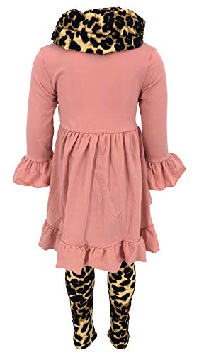 Image of Unique Baby Girls Kids Toddler 3pc Outfit Set Long Sleeve Cotton Blend Tunic Top Leggings and Scarf