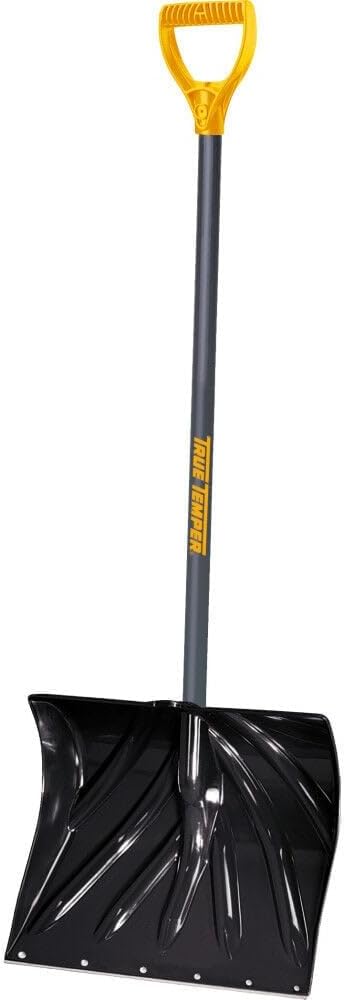 True Temper 1627200 Poly Snow Shovel/Pusher with Steel Handle and D-Grip