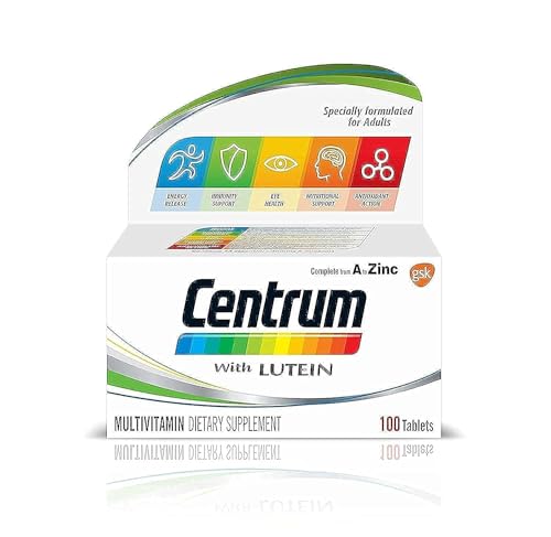 Centrum with Lutein A to Zinc supplements for Adults with Vitamin B C D Minerals Nutrients and Trace Elements 100 tablets