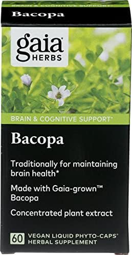 Gaia Herbs Bacopa - Brain and Cognitive Support Herbal Supplement - Made with Bacopa (Bacopa Monnieri) to Help Support a Thriving Mind - 60 Vegan Liquid Phyto-Capsules (Up to 60-Day Supply)