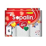 Sopalin Love – 6 Rouleaux de Essuie-tout cuisine, 47 Feuilles par Rouleau, Double épaisseu...