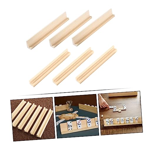 6 piezas soporte de dominó de madera para jugar miniatura 5