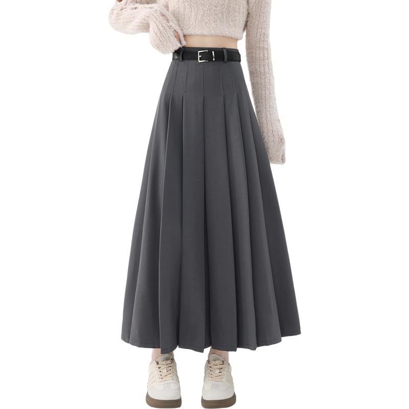 Women's High-Waisted Wool Skirt, A-Line, Retro Plaid, Fall and Winter4
