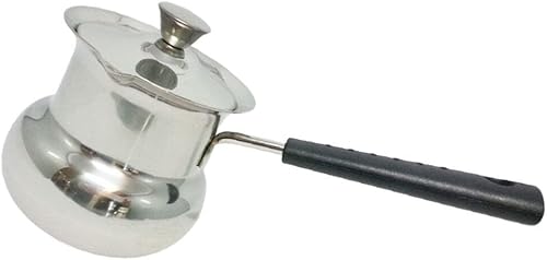 CALLARON Sartén de acero inoxidable para cocinar con mango de tapa, calentador de leche, olla de fusión de mantequilla para estufa, chocolate, café,